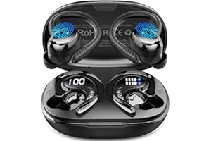 HUPOAF Wireless Earbuds Sport, Bluetooth 5.4 Headphones with Earhook, 2025 Hi-Fi Stereo Over Ear Buds, 50H Earphones with 4 ENC Noise Canceling Mics, IP7 Waterproof Headset for Running Workout (Android/iOS)