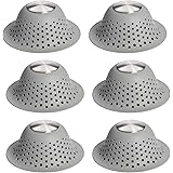 OXO Good Grips Lightweight Silicone Shower Hair Drain Protector for Pop-Up & Regular Drains, Gray (6 Pack)