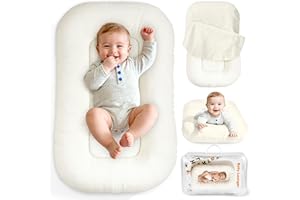 IDUDBID Baby Lounger & Snuggle Nest for Newborn 0-24 Months, Baby Nest Supervised Breathable Cotton for Newborn, Newborn Essentials Gifts, Breathable Portable Lounnger for Travel and Home(Cashmere Beige）