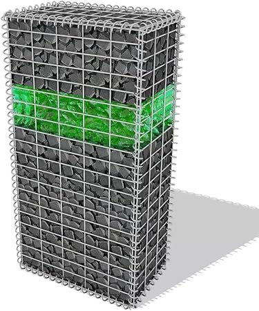 Xuzheu Garten Gabionen Set Mit Korb Glas Steine Led Lampe Verzinkt Drahtgitter Zaun Fur Backyard Border Sichtschutz Zaunelemente Amazon De Garten