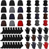 Kenning 48 Pcs Winter Beanie Hats Bulk Gloves Sock Neck Warmer Set Bundle Gift for Unisex Men Women Homeless Charity Donation
