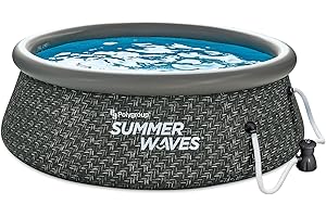 Summer Waves P1A00830A 8ft x 2.5ft Quick Set Ring Above Ground Inflatable Outdoor Swimming Pool with RX300 Filter Pump, Dark 