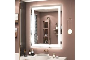 ODDSAN 28x36 LED Mirror for Bathroom, Lighted Vanity Mirror for Wall, Dimmable, Anti-Fog, Shatter-Proof, ETL Listed (Front Lights + Backlit)
