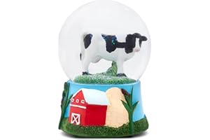 Elanze Designs Cow and Farm Green Holstein Dairy Steer Bull Heifer Calf Barn Silo Corn Stalks Grass Prairie Ranch Big Sky 100MM Musical Glitter Snow Globe Plays Tune Born Free