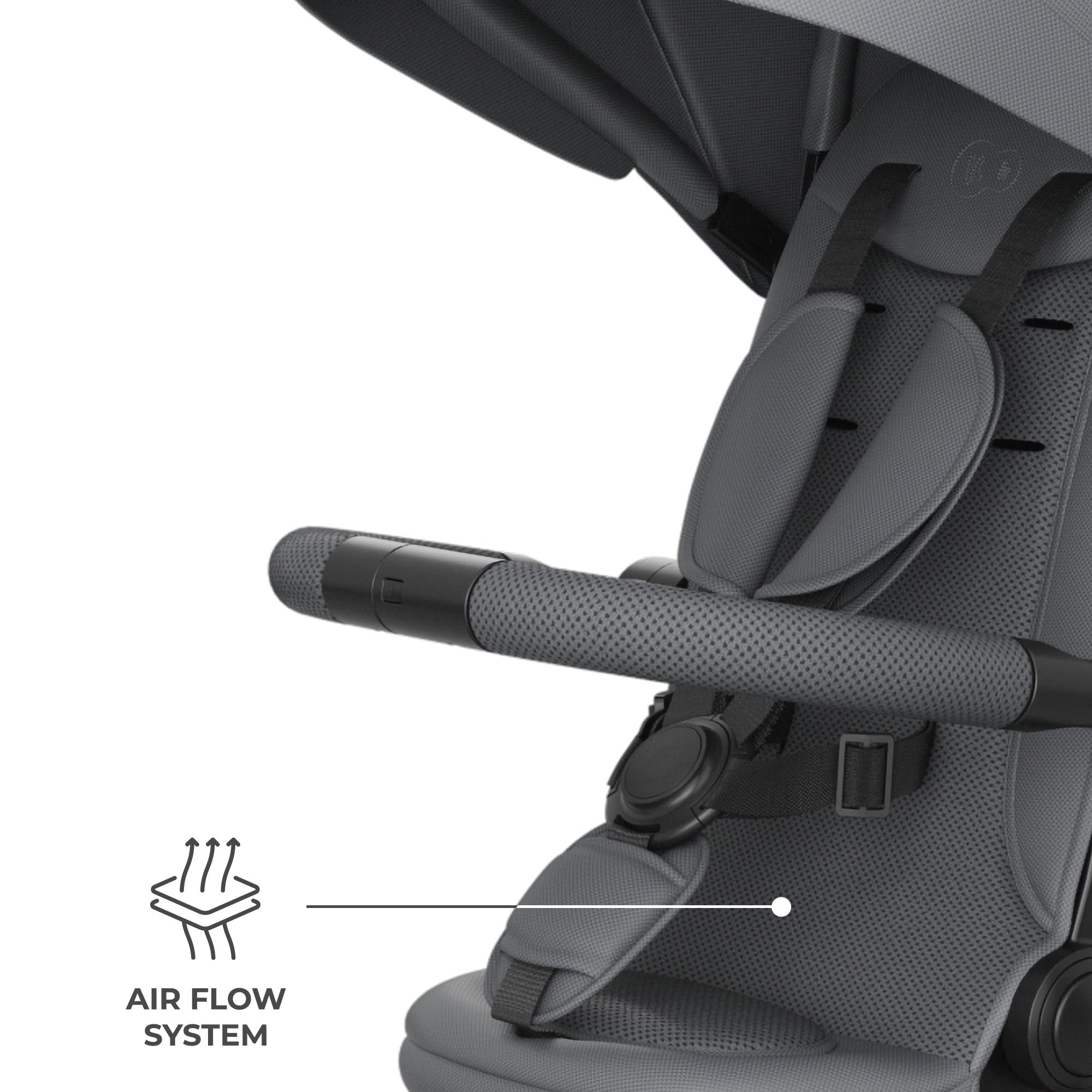 Kinderkraft Aston 2 PRO Dreirad mit Schiebestange, drehbarer 360° Sitz Click & Twist, Halbliegefunktion vor- & rückwärts, Freilaufpedale, Verdeck mit Sichtfenster, Grau 8