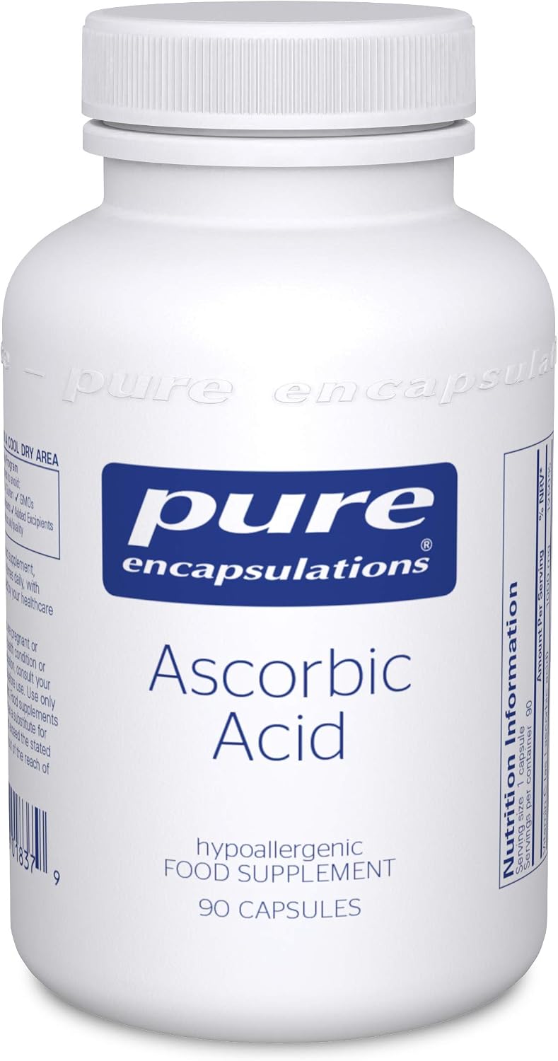 Pure Encapsulations Ascorbic Acid - 1000mg Professional Strength Vitamin C - Hypoallergenic Supplement - 90 Capsules