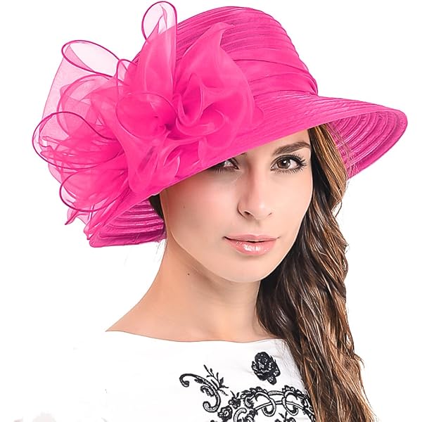 August Hats Womens Sheer Wide-Brim Hat (Fuchsia, One Size  display picture 1