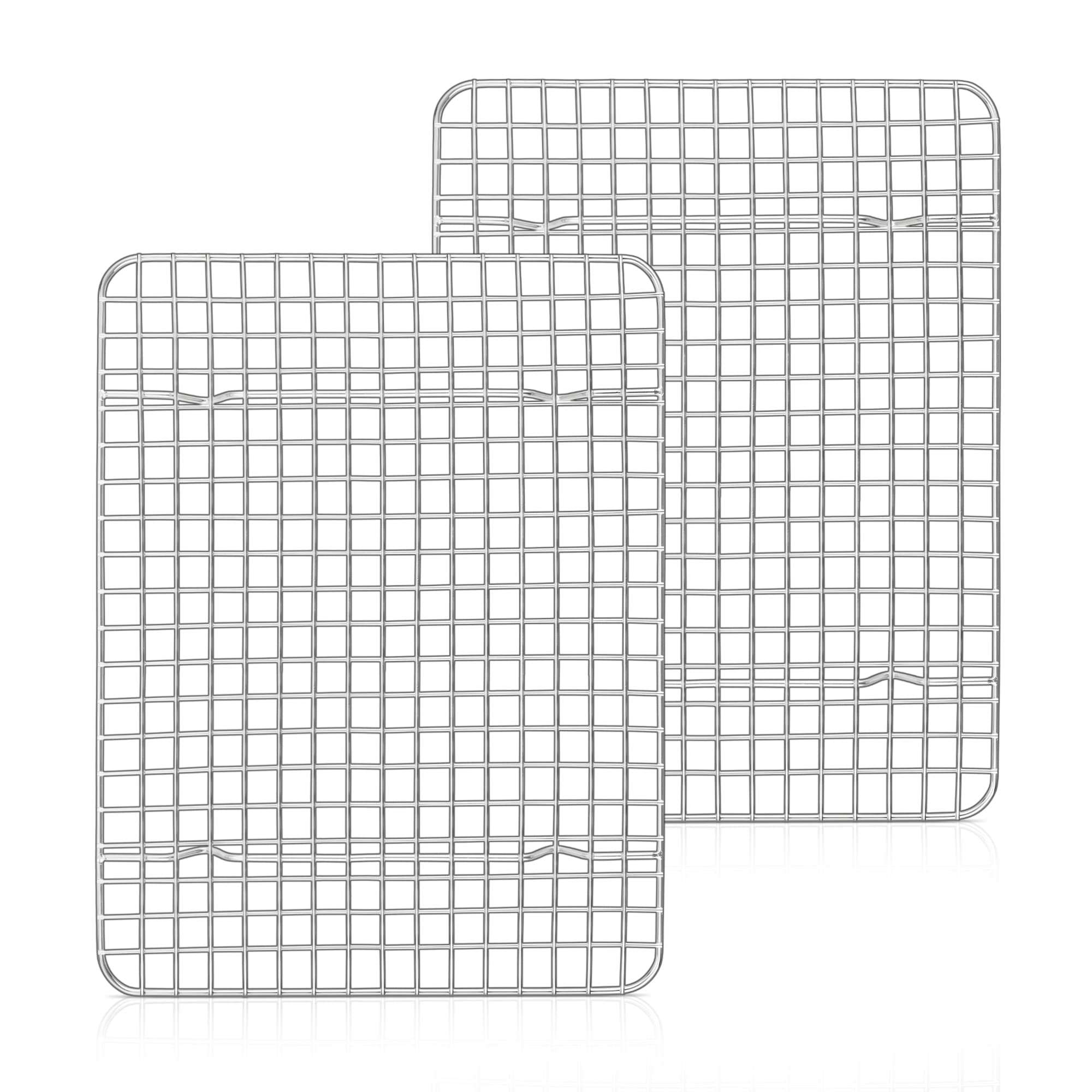 Herogo Cooling Rack Set, Stainless Steel Wire Rack Set of 2, 30x23x2 cm Fit Large Baking Tray, Metal Oven Rack for Baking Cooling Cooking Roasting, Healthy & Rustproof, Oven & Dishwasher Safe