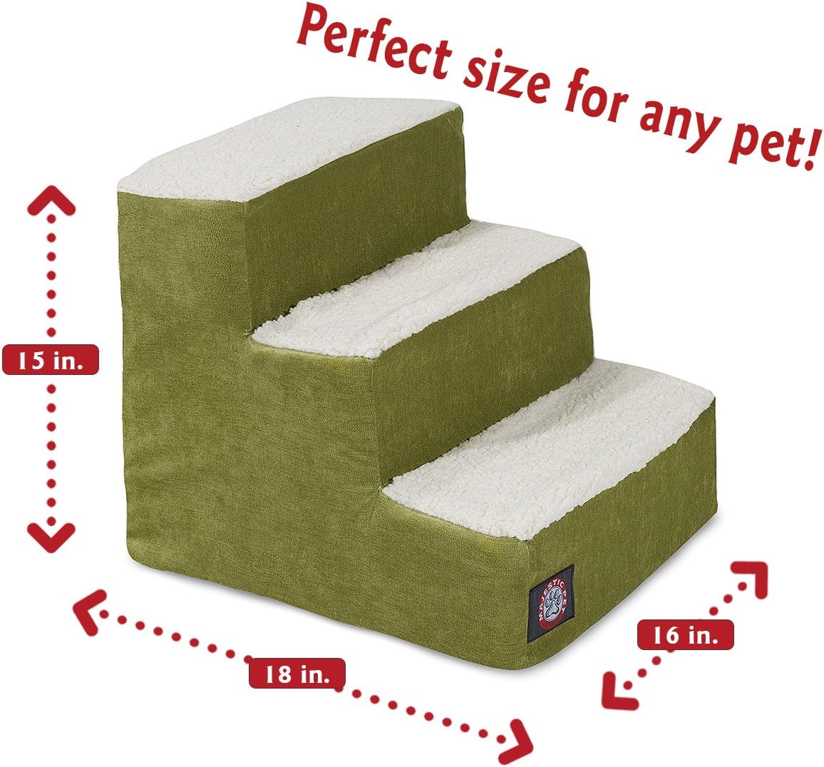 3 Step Portable Pet Stairs By Majestic Pet Products Villa Apple Steps for Cats and Dogs Green : Pet Supplies