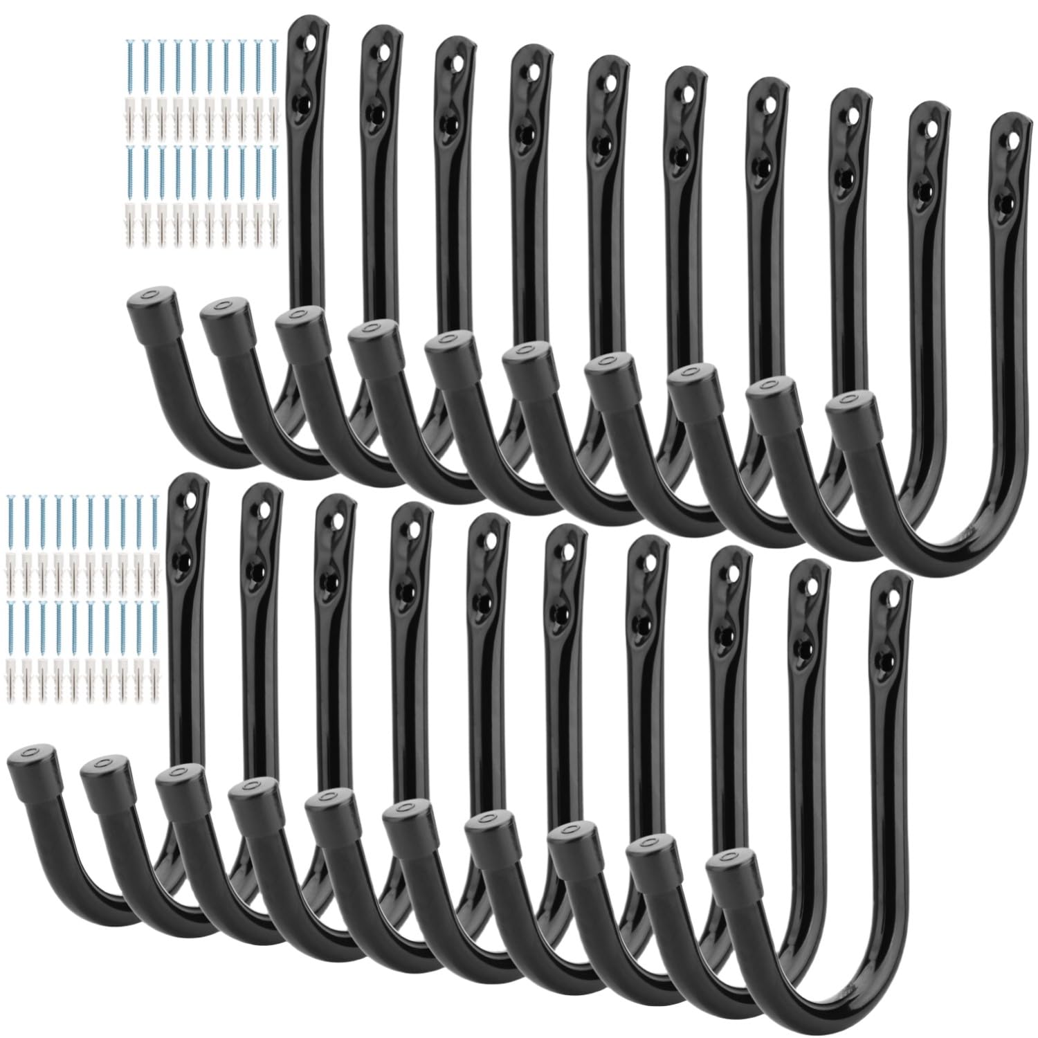 pipabiba Garage Storage Hooks, 20 Pcs Heavy Duty Wall Mounted J Utility Hook (14.5cm x 8.8cm)