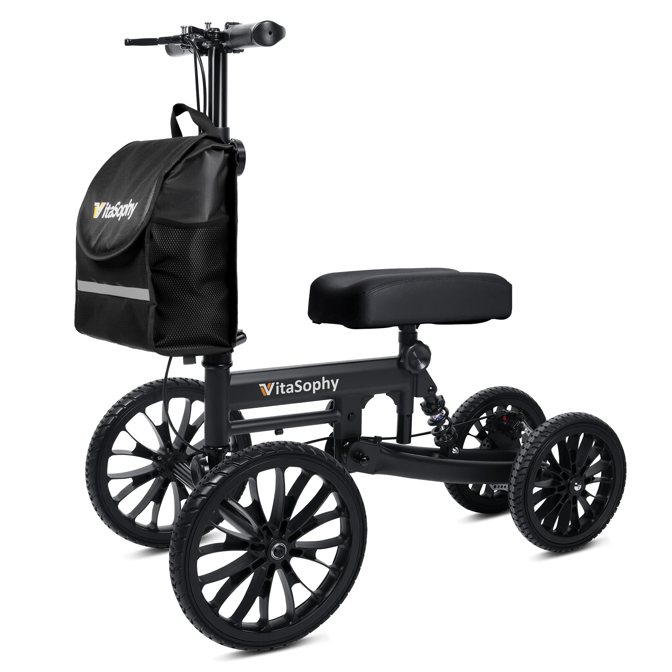 View 1 of ***********FOR PARTS ONLY- missing the knee pad rest and bag*************
VitaSophy All Terrain Knee Scooter with Disc Brake System, Steerable Knee Walker for Adults for Foot Surgery, Broken Ankle - Rover Scooter for Broken Foot Injured Leg Crutch (Black)