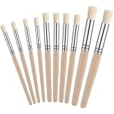 10Pcs Wooden Stencil Brushes Natural Stencil Bristle Dome Art Painting Brushes Washable Bristle Stencils Brush Wood Paint Template Brush for Stencils Project Wood Wall Acrylic Oil Watercolor DIY Craft
