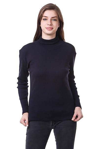 Clo Clu Casual Party Wear Turtle Neck Full Sleeve Solid Top For Girls And Women Color Navy Blue Amazon In Clothing Accessories