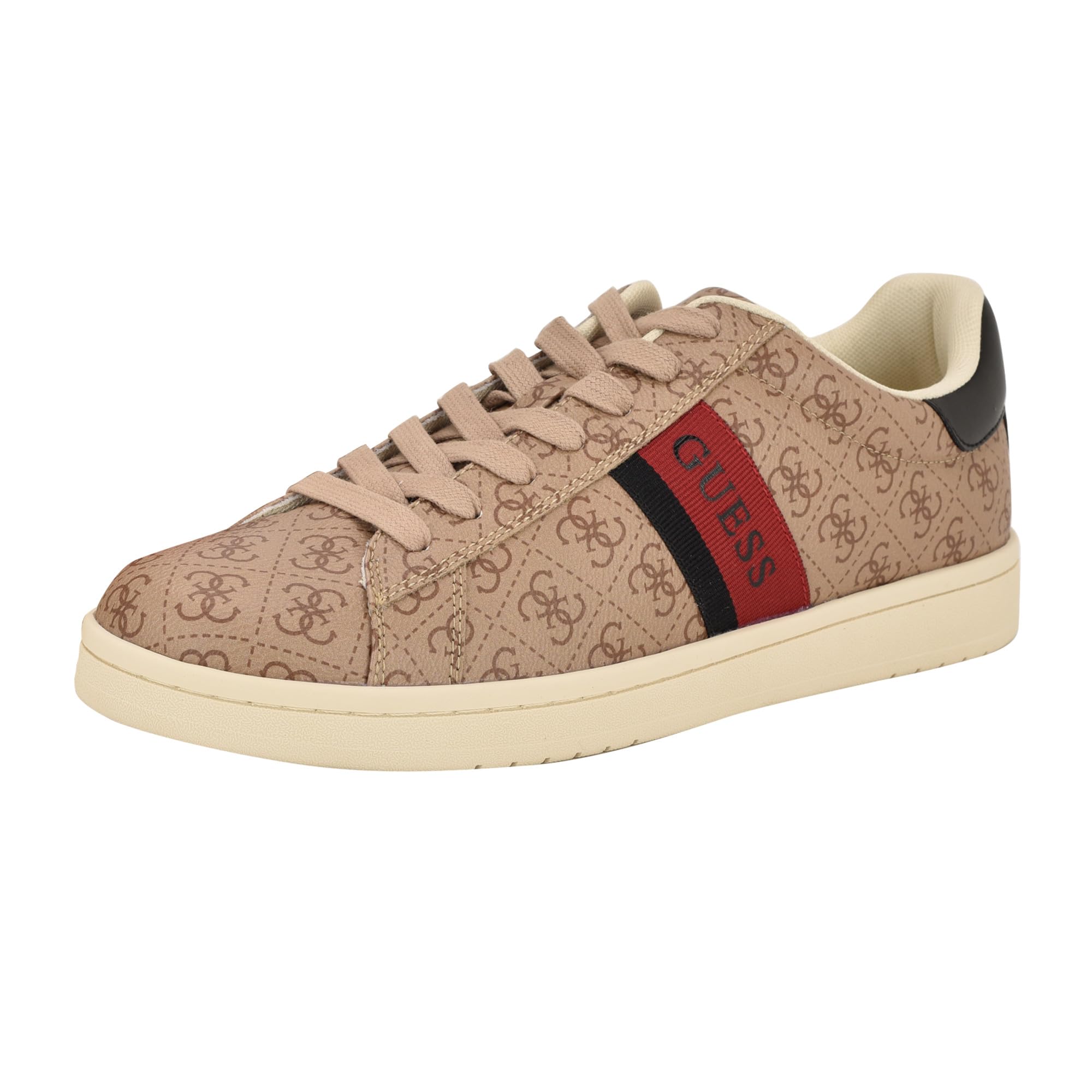 Guess Men’s LAWRENZZ Sneaker, Light Brown/Red Logo Multi 230, 9