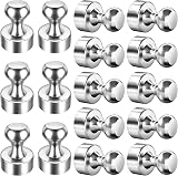 FINDMAG Refrigerator Magnets 16 Pack Strong Magnetic Hold 12 papers Silver
