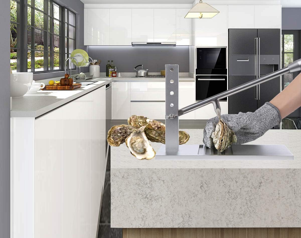 Horizontal Oyster Shucker - Injury Free Oyster Clam Opener Tool and Knife Set