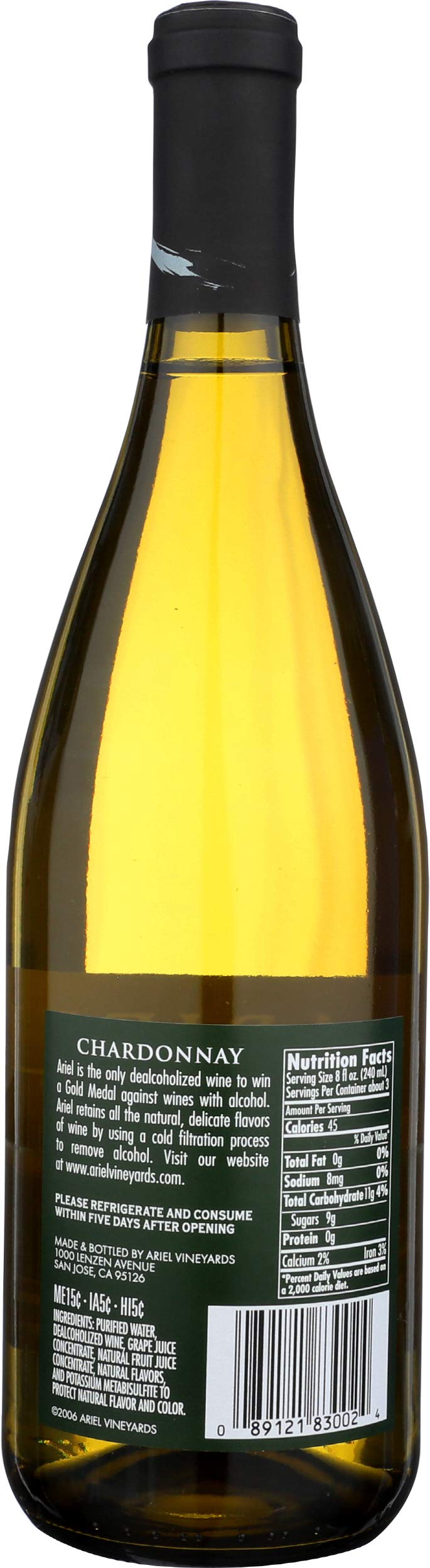 Ariel Chardonnay Nonalcoholic Wine 750ML Buy Online in UAE