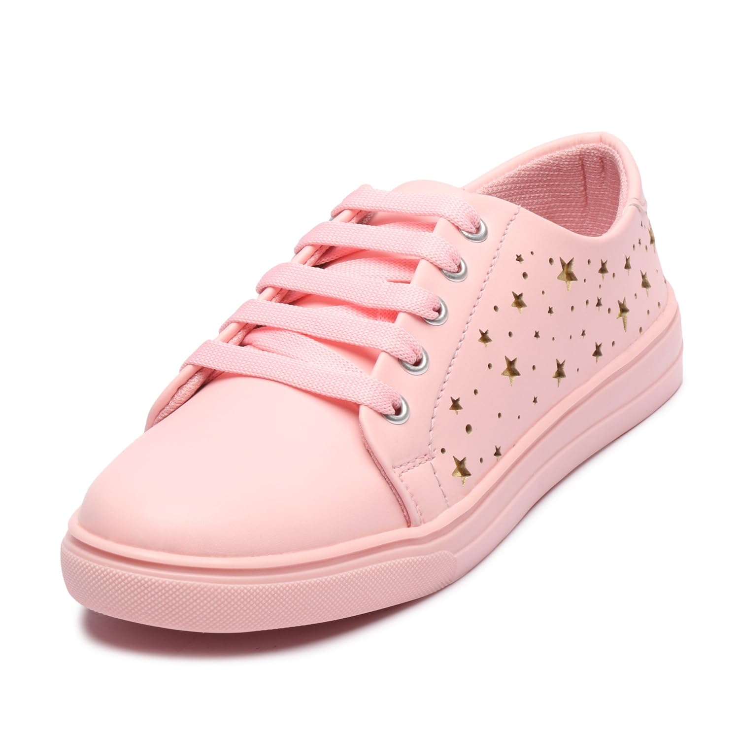 lockey women's pink small star printed casual sneakers