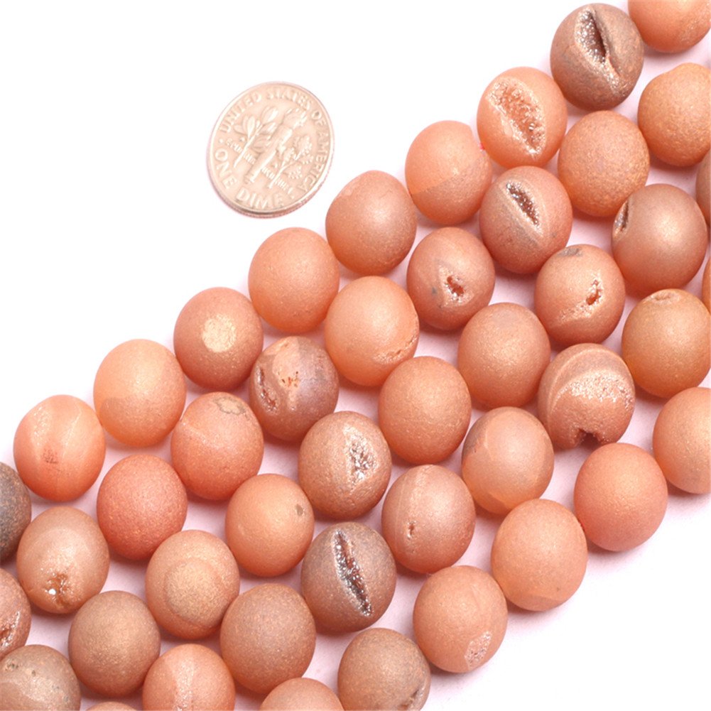 Druzy Drusy Metallic Coated Agate Beads for jewellery making 15'' Strand (champagne/12MM)