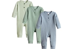 Bafeicao Baby Boy Girl 2/3 Pack Solid Romper Ribbed Short/Long Sleeve Bodysuit Jumpsuit Infant Knitted Outfits Clothes