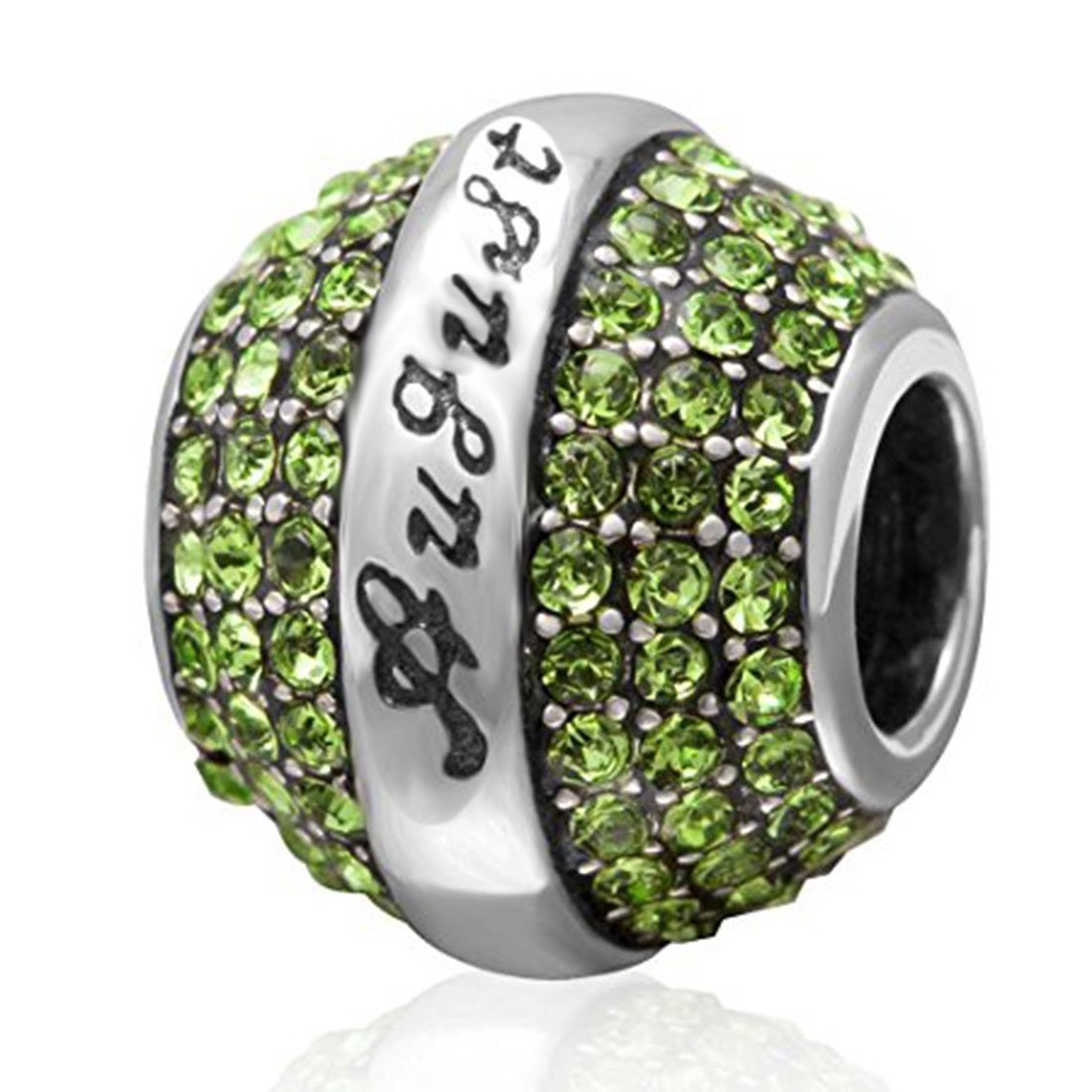 Birthstone Charm 925 Sterling August Charm Birthday Charm Anniversary Charm Love Charm for Pandora Bracelet (August)