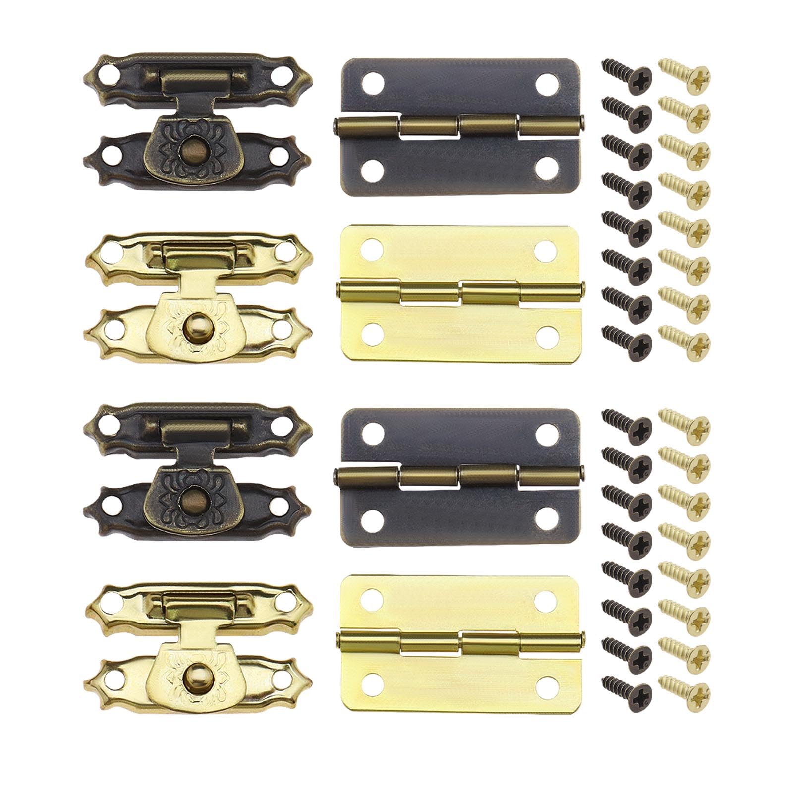 SG Store 36Pcs Antique Bronze Hasp Latches Mini Hinges with Screws Mini Cabinet Latch Hasps Decorative Accessories for Jewelry Box Gift Box Doll House
