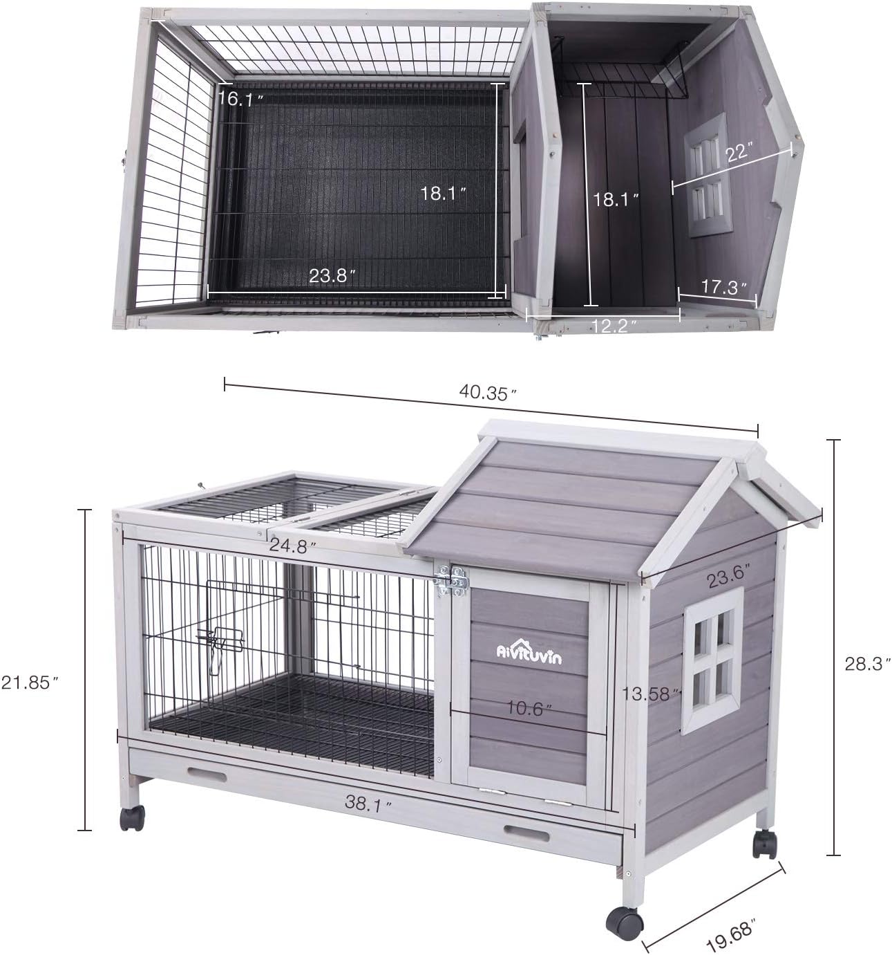 rabbit hutch with wire floor