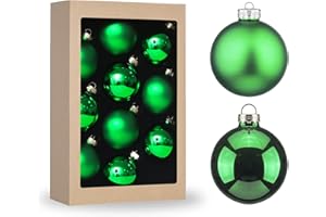 Amooca 2.64'' Christmas Glass Balls Decoration Festival Party Home Decors Holiday Xmas Tree Hanging Ornaments Set 10pc Green