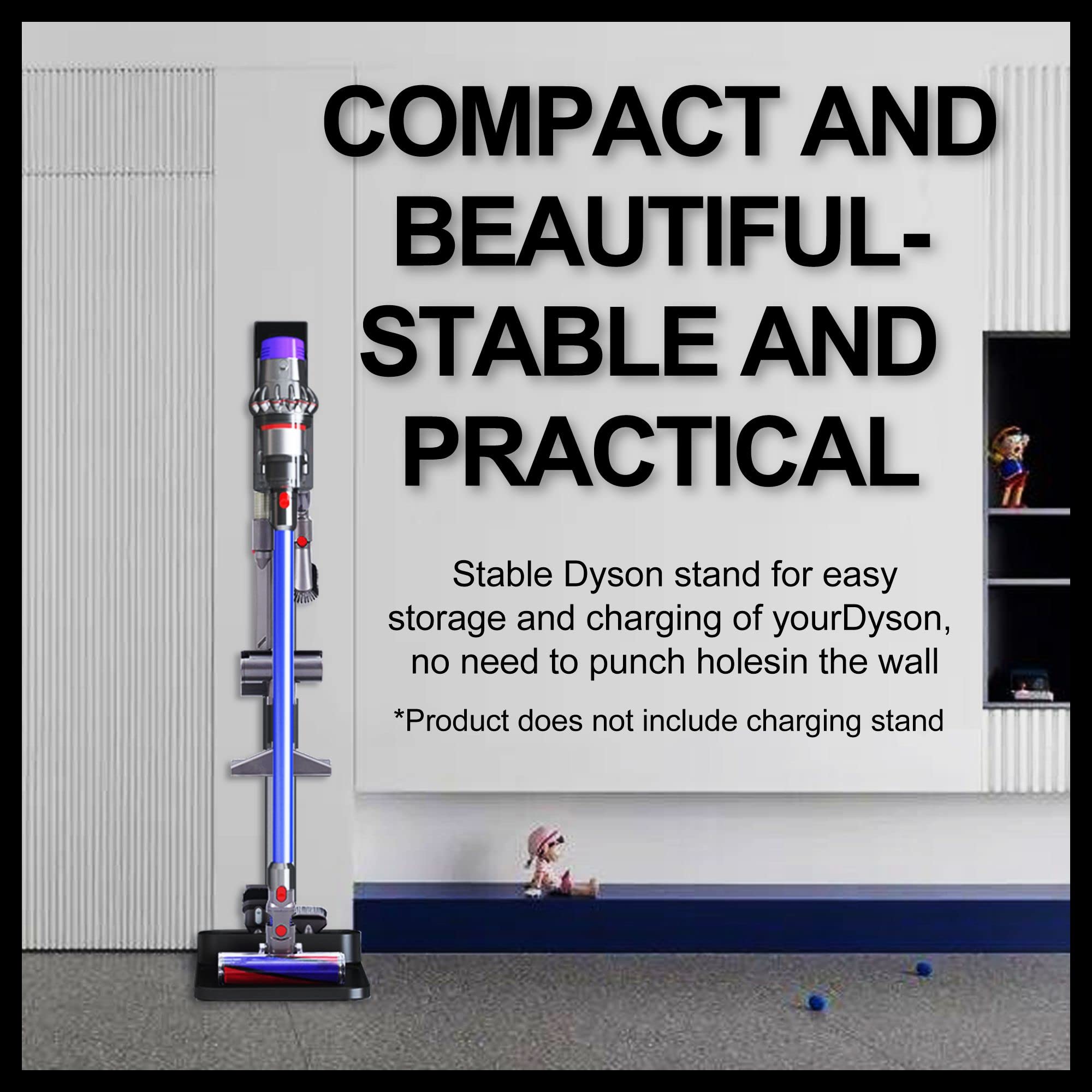 Vacuum Stand for Dyson, Stand-Storage-Holder-Station-Docking, Compatible with Dyson V6 V7 V8 V10 V11 V15 SV18 SV21 Cordless Vacuum Cleaners, with 6-8 Accessories Storage Space