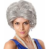 Old Lady Grandma Wig. Granny Costume Gray Wigs Queen Elizabeth Fits Kids Adults Women Girls Wigs