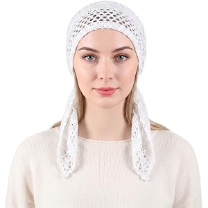 Josojoou Women Slip-On Pre-Tied Beanie Headwear, Turban Covering Wrap Beanie Caps Headscarf, Stretchy Elastic Band Headwrap