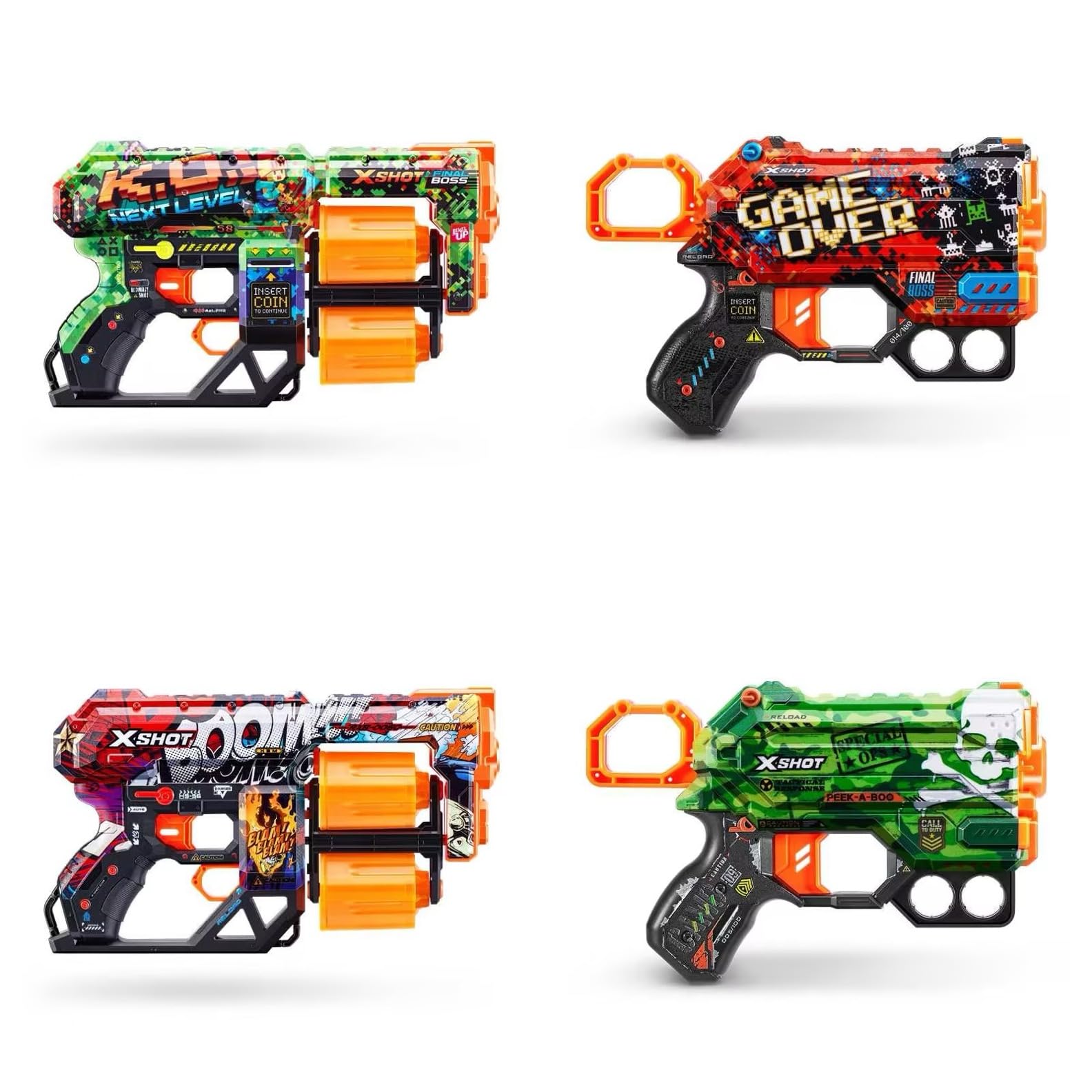 XSHOT 36554 X-Shot Skins Dread Menace Age 8+ (2 Pack) Foam Blasters (48 Darts), Mix Combo Pack