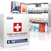 EVERLIT CARE 3-Shelf OSHA-Compliant First Aid Kit, ANSI Class B+ 100 Person Emergency First Aid Cabinet for Business, Job Site, Industrial Manufacturing Facility, Restaurant, and Kitchen
