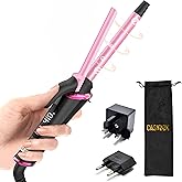 Mini Curling Iron for Travel,110~240V Dual Voltage with European Plug Adapter,Small Curling Iron for Short Hair,1/2 inch Ceramic Curling Irons for Women,Small Barrel for Bouncy Curls,5 Digital Temp