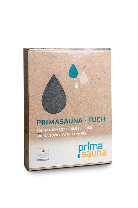 primasauna Saunatuch 210 x 80 cm für Damen und Herren mit innovativer Öse - Saunahandtuch in Geschenk Box - Großes Sauna XXL 