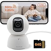 Sensforge 2.5K Indoor Pan-Tilt Dome Security Camera, 360° Coverage, AI Human & Pet Detection, Two-Way Talk, Dual-Band Wi-Fi (2.4G/5G), 64GB SD Card, Free Basic Plan, Optional Subscription (1, White)