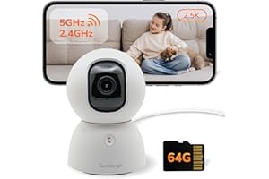 Sensforge 2.5K Indoor Pan-Tilt Dome Security Camera, AI Human & Pet Detection, 360° Coverage, Two-Way Audio, Dual-Band Wi-Fi (2.4G/5G), 64GB SD Card Included, No Monthly Fees