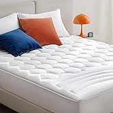Bedsure Queen Mattress Pad - Quilted Fitted Mattress Topper Protector with 8-21 Inches Deep Pocket, Noiseless Breathable Bed