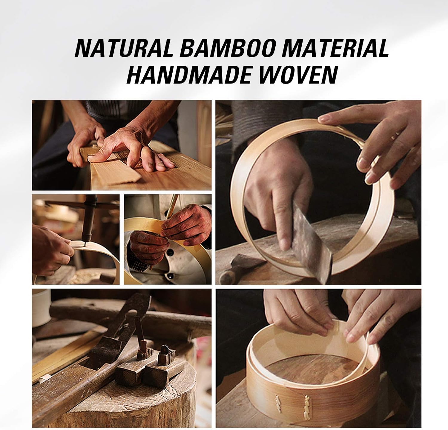 Bamboo Steamer, MacaRio 10 Inch Handmade Baskets with Side Handles & Banding, 4 Sets Chopsticks 2 Ceramic Sauce Dishes 50 Paper Liners, Healthy Cooking for Dim Sum Dumplings, Buns, Seafoods: Kitchen & Dining