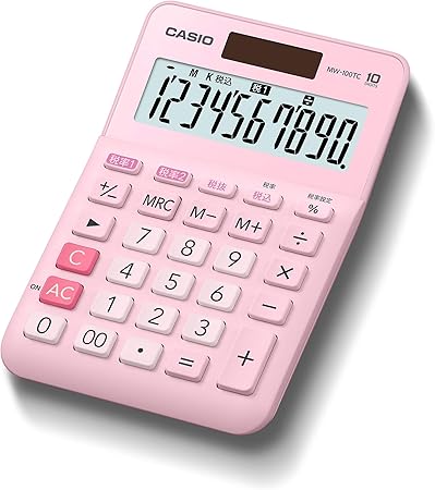 Amazon Co Jp カシオ W税率電卓 10桁 税計算 ピンク ミニジャストタイプ Mw 100tc Pk N 文房具 オフィス用品