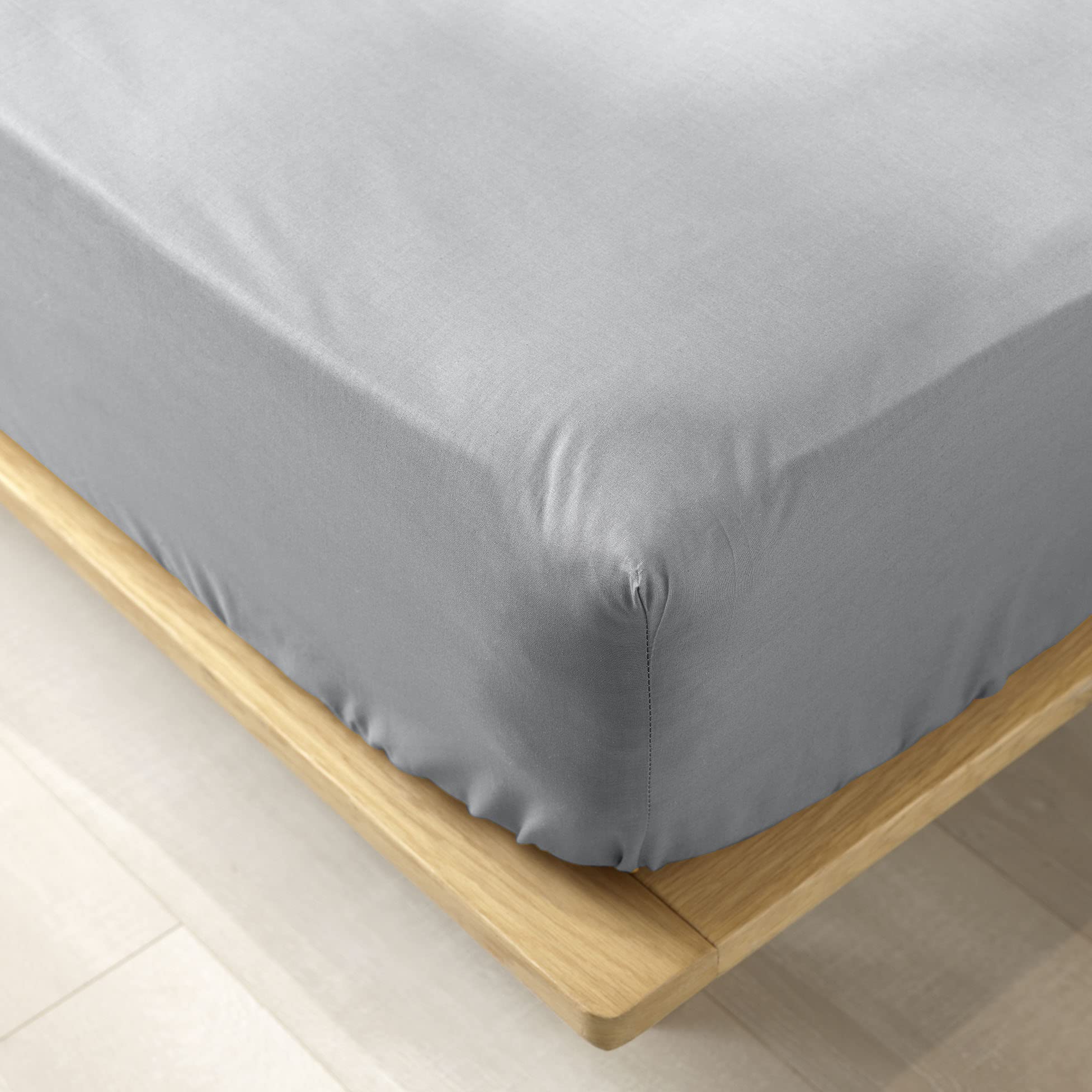 douceur d'intérieur Fitted Sheet 90 x 190 cm 100% Organic Cotton Biolina Grey — image 1
