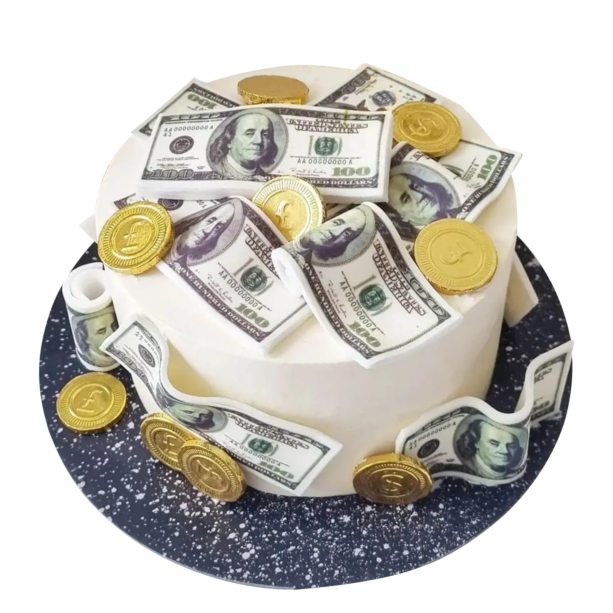 Photo 1 of 50 Pack Edible Money Cake Topper, Edible 100 Dollar Bill Image Cupcake Toppers, Edible Money Image Wafer Paper Cake Decorations for Baby Shower Birthday Anniversary Party Decor Supplies
