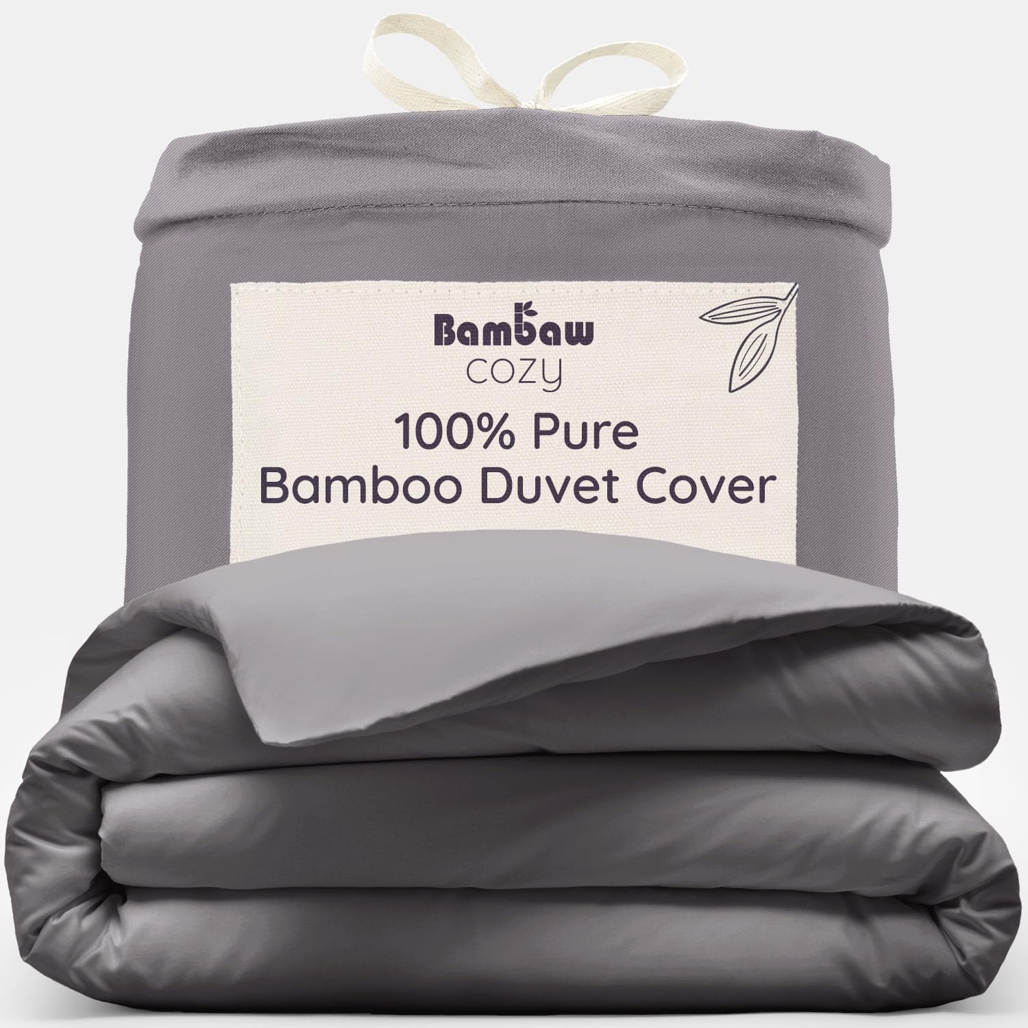 Bambaw Bamboo Single Duvet Cover, 135x200 cm, Cool Bedding, 100% Bamboo Bed Sheets, Skin-Friendly Natural Bedding, Cool Sheets for Summer, Anti-Sweating Single Bed Duvet Cover 135x200 cm (Dark Grey)