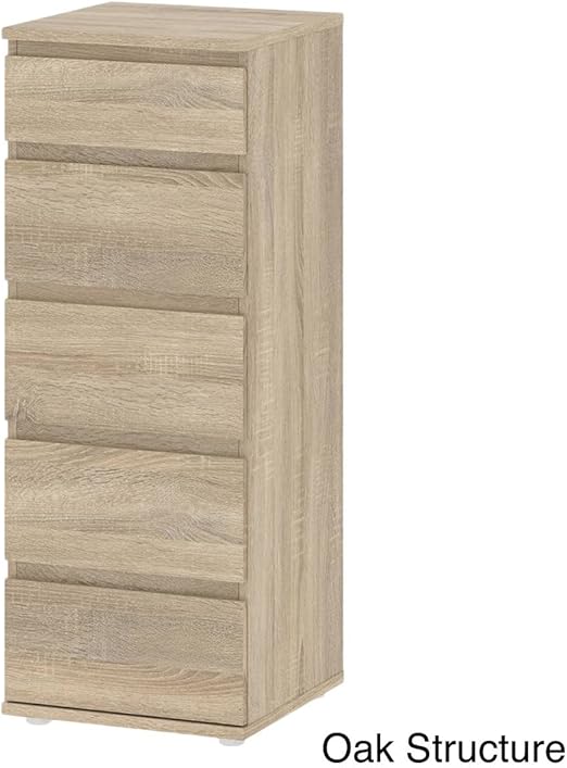 Amazon Com Tvilum Connect 5 Drawer Narrow Chest In Oak Structure
