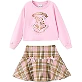 Harry Potter Girls Clothes Gryffindor Hogwarts Hedwig Owl Sweatshirts and Plaid Skirt Clothing Sets Outfits Red for Birthday