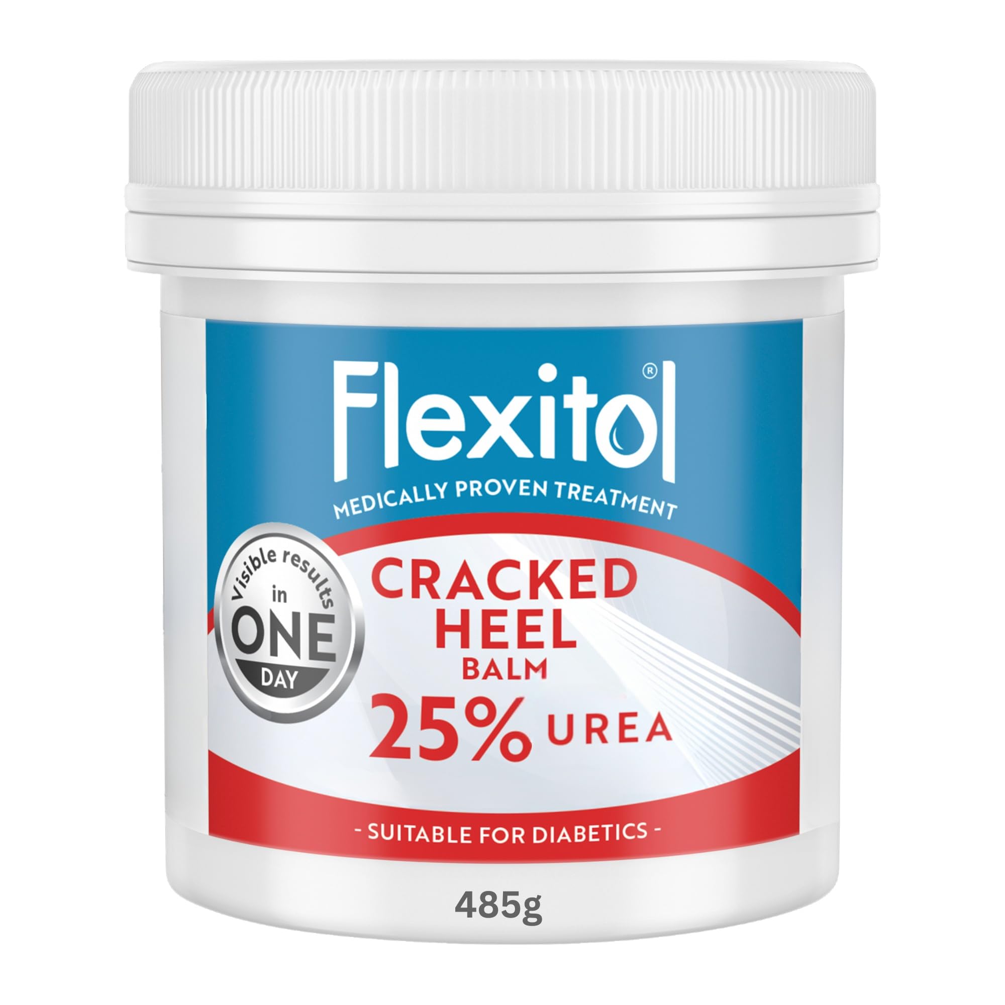 Flexitol Cracked Heel Balm, Visible Results in 1 Day, For Extremely Dry Feet & Cracked Heels, Removes Hard Skin, 25% Urea, Medically Proven Foot Cream, Suitable for Diabetics, 1 x 485g