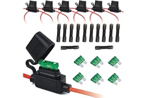 VANSIHO 12AWG Inline Fuse Holder 30a Kits-4 Pack 12 Guage Inline Fuse Holder 12v with 6pcs 30A Blade fuse/8pcs Heat Shrink Butt Connectors