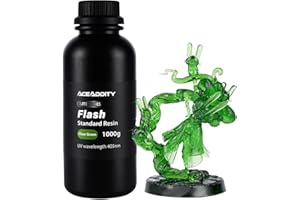 Aceaddity Flash 3D Printer Resin - High-Speed Standard Photopolymer Resin with Great Fluidity, Fast Printing for LCD/DLP 3D Printers, High Precision & Low Shrinkage, Clear Green 1KG