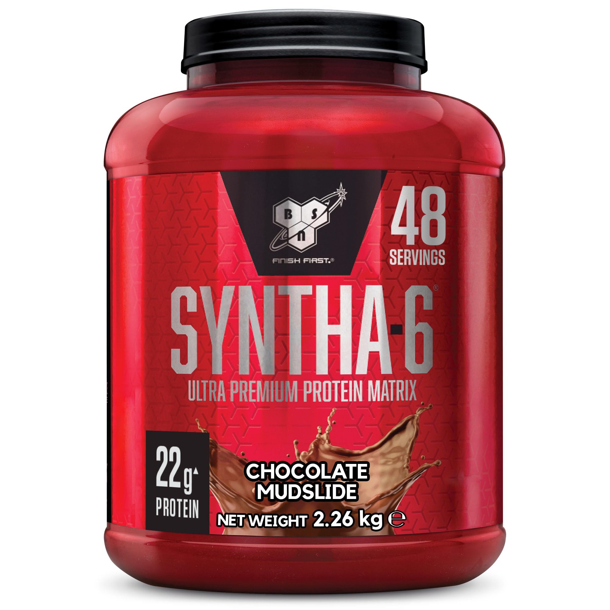 BSN Syntha 6 Ultra-Premium Protein Powder for muscle growth and repair, Low Sugar High Protein, Chocolate Mudslide Flavour, 48 Servings, 2.26 kg
