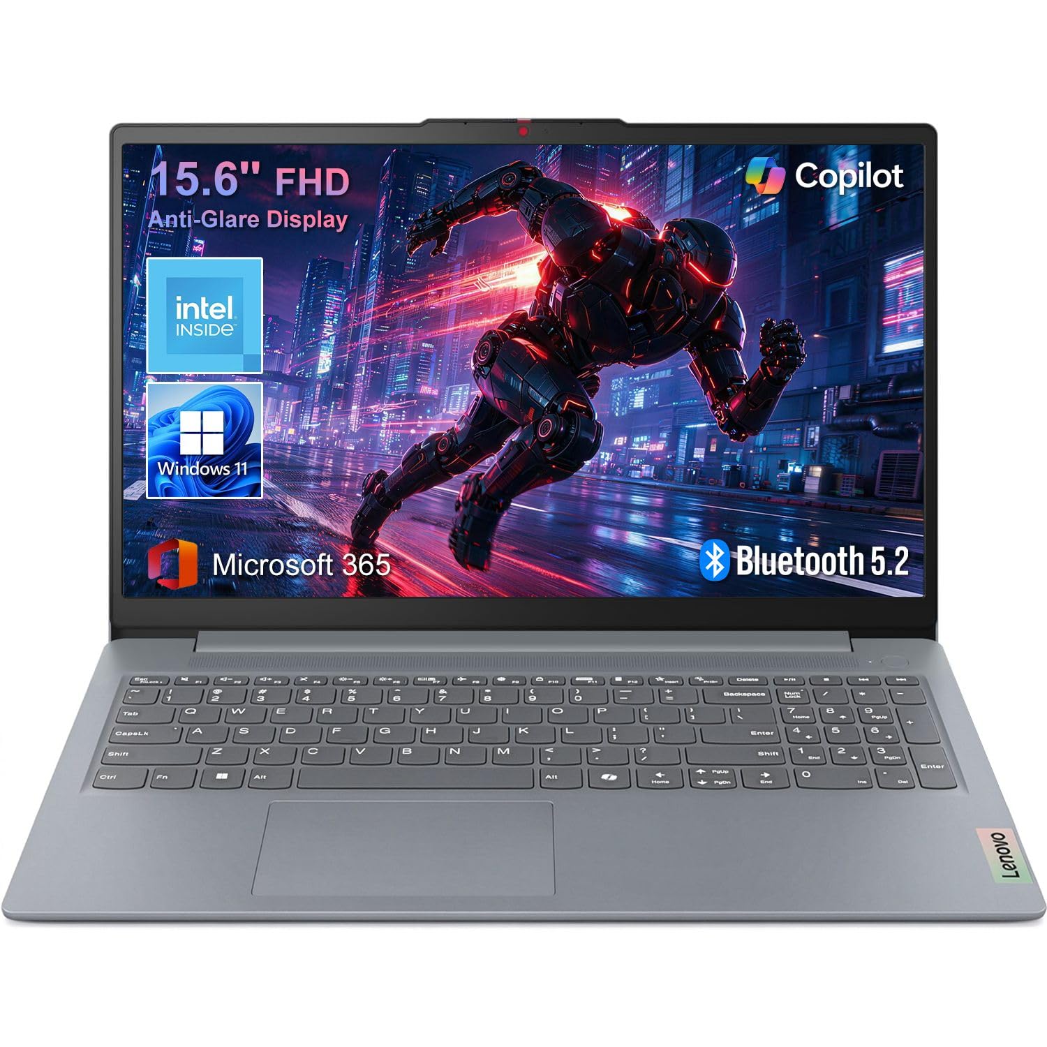 Lenovo 15.6" FHD Essential Laptop, Intel Processor, 8GB DDR5, 128GB Storage | 2026 Edition, Copilot AI, Office 365, Long Batt